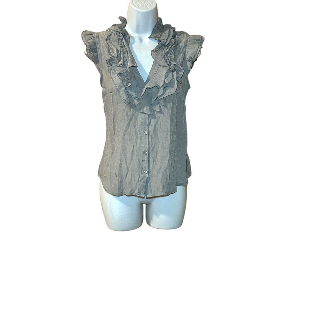 Antilia Femme Gray Ruffle Blouse